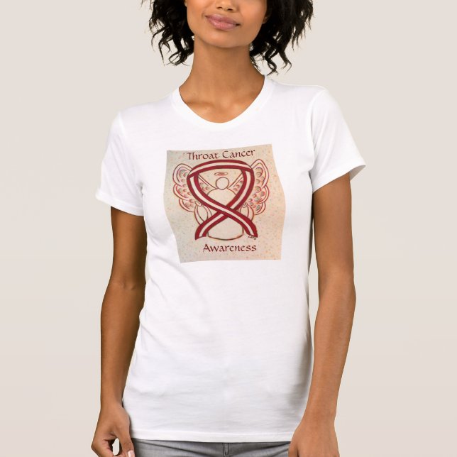 Medvetenhet om Throat Cancer Ribbon Angel Shirt T-shirt (Framsida)