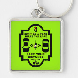 Medvetenhet om trafiksäkerhet för cyklar fyrkantig silverfärgad nyckelring