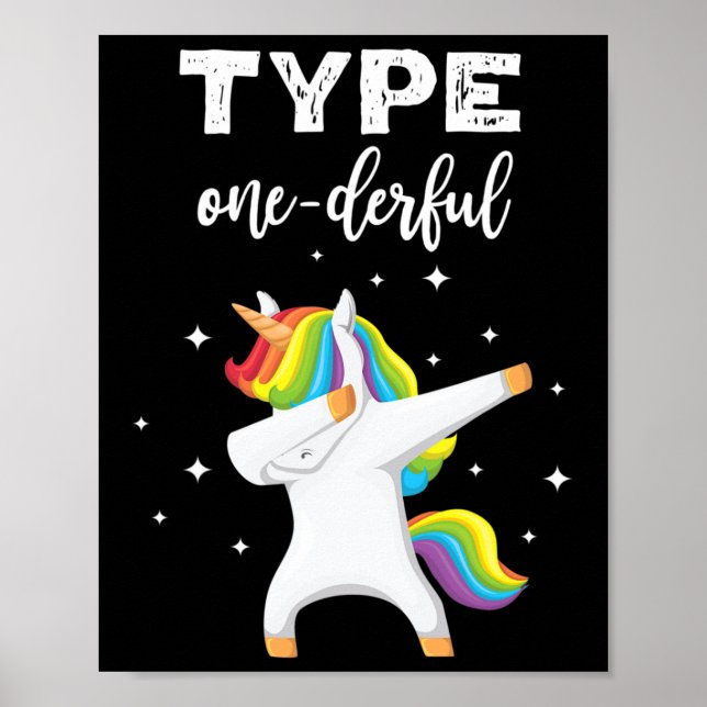 Medvetenhet om typ Onederful Dabbing Unicorn Diabe Poster (Framsidan)