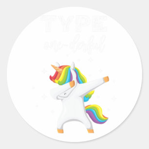 Medvetenhet om typ Onederful Dabbing Unicorn Diabe Runt Klistermärke