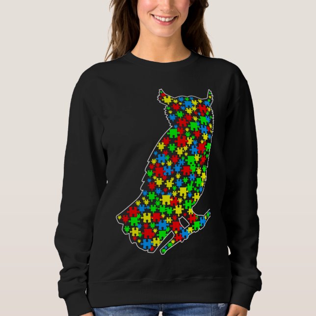 Medvetenhet om uggla-munstycken för puzzle-djur t shirt (Framsida)