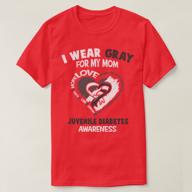 Medvetenhet om ungdomsdiabetes i Bära Grått för mi T Shirt (Design framsida)