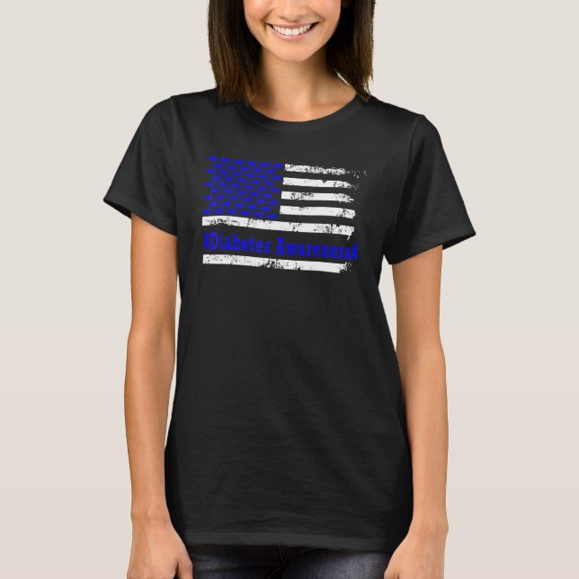 Medvetenhet om USA flagga Blue Support T Shirt (Framsida)