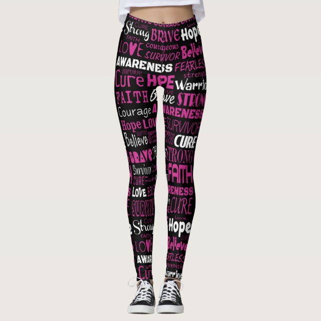Medvetenhet Ord... bröstcancer Leggings (Framsida)