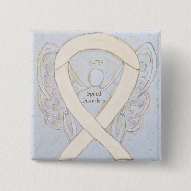 Medvetenhet Ribbon Angel Stift Knapp (Framsida)