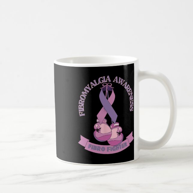 Medvetenhet Ribbon Boxing Handskar Fibro Fighter Kaffemugg (Höger)