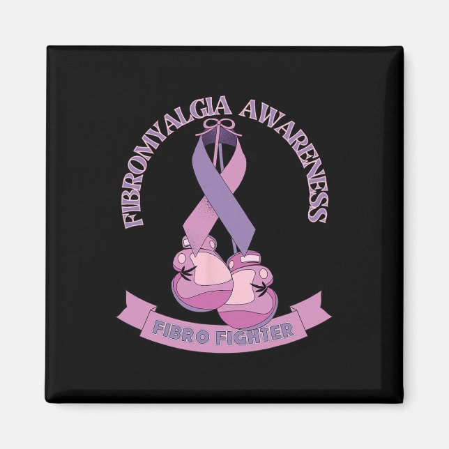 Medvetenhet Ribbon Boxing Handskar Fibro Fighter Magnet (Framsidan)