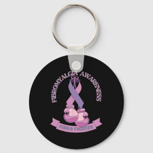 Medvetenhet Ribbon Boxing Handskar Fibro Fighter Nyckelring