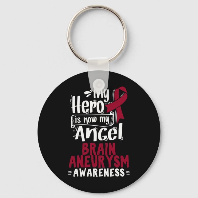 Medvetenhet Ribbon Brain Aneurysm Nyckelring (Framsida)