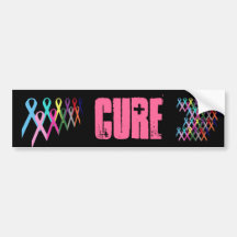 Medvetenhet Rosett band Cure Bumper Sticker