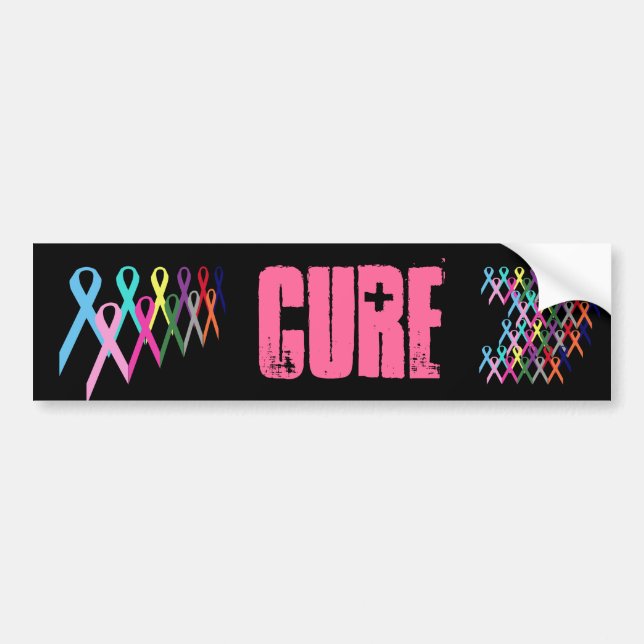 Medvetenhet Rosett band Cure Bumper Sticker Bildekal (Framsidan)