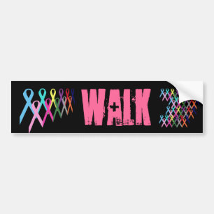 Medvetenhet Rosett band Walk Bumper Sticker Bildekal