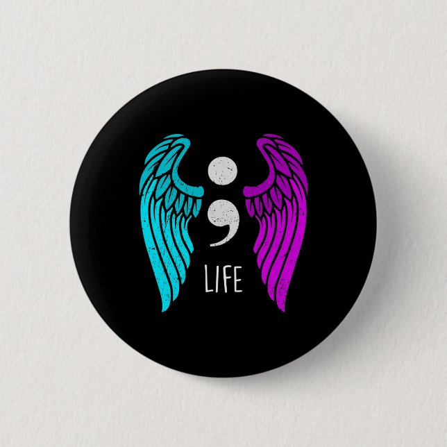 Medvetenhet - Semi Colon Life Angel Knapp (Framsida)