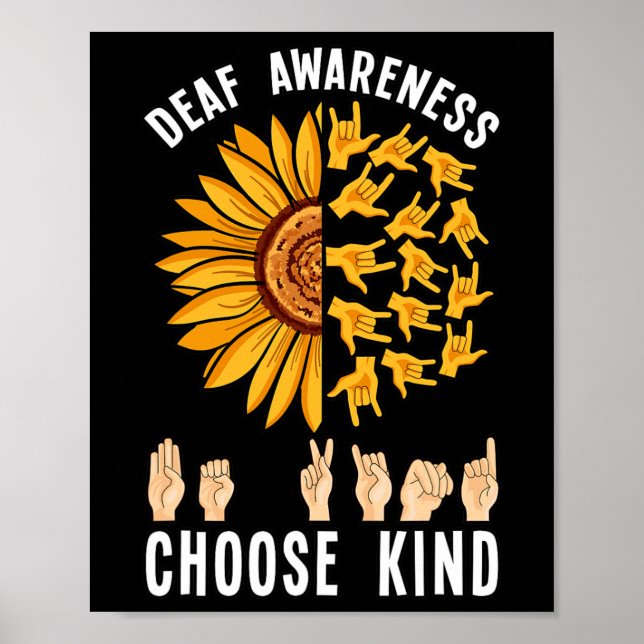 Medvetenhet Solrohandsignatur Asl Hearing Loss Los Poster (Framsidan)