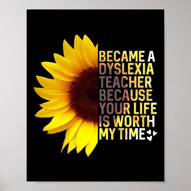Medvetenhet Solrosjobb Dyslexia Lärare Poster (Framsidan)