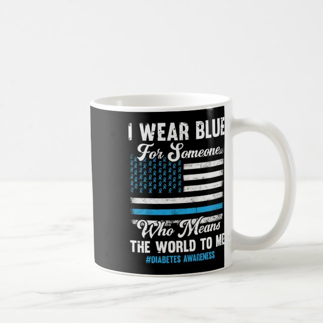 Medvetenhet T1d-stöd för amerikansk Flagga Blue Kaffemugg (Höger)
