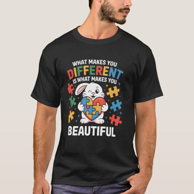 Medvetenhet Vacker Kanin Pusselbit T Shirt (Framsida)