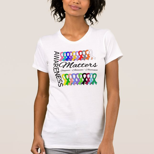Medvetenheten betyder rosett band av cancer t-shirt (Framsida)
