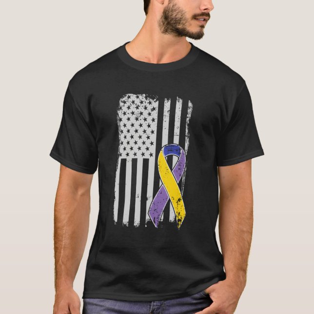 Medvetenheten om bladdercancer i amerikanska Flagg T Shirt (Framsida)