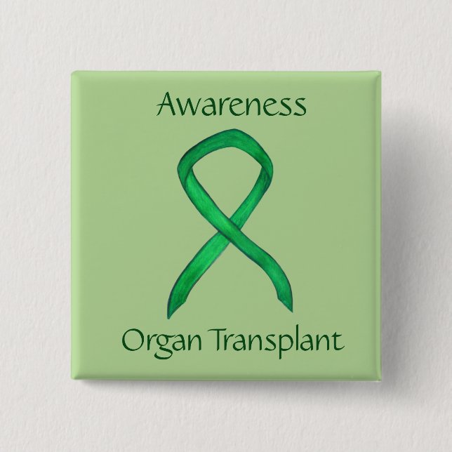 Medvetenhetsband för grön organdonation, egennål knapp (Framsida)