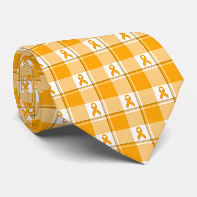 Medvetenhetsband om leukemi Rutig orange band Slips (Rullad)