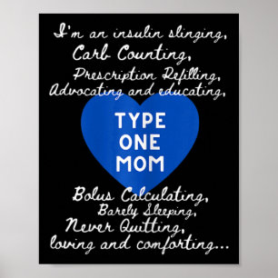 Medvetenhetsdag T1D för Mamma typ 1-diabetes Poster