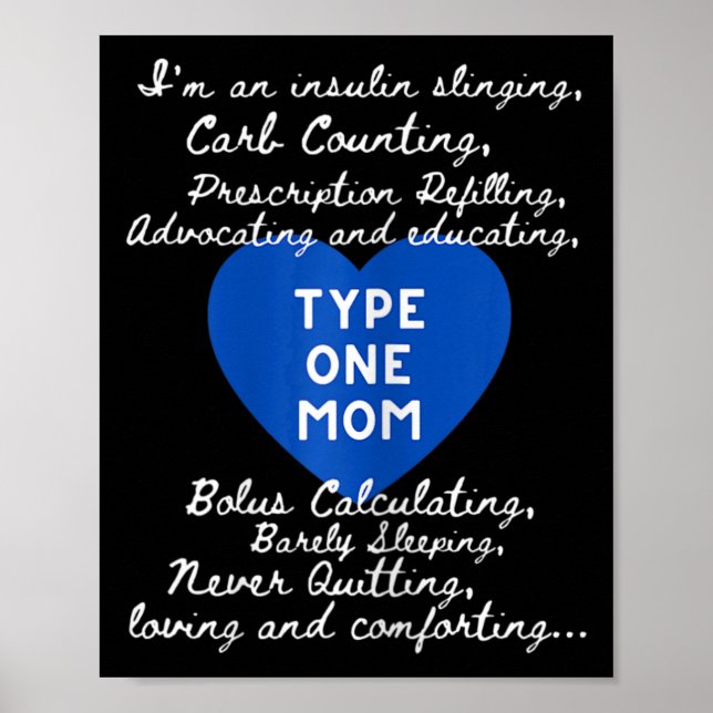 Medvetenhetsdag T1D för Mamma typ 1-diabetes Poster (Framsidan)