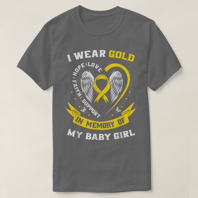 Medvetenhetsdottern i guld för barncancer Flicka T Shirt (Design framsida)