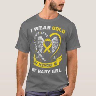 Medvetenhetsdottern i guld för barncancer Flicka T Shirt