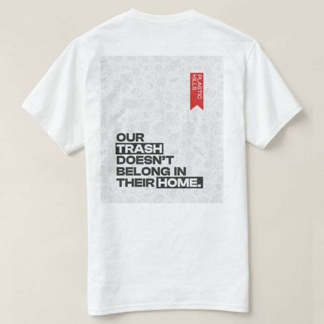 Medvetenhetsoffert för förorening av havsplastik t shirt (Design baksida)