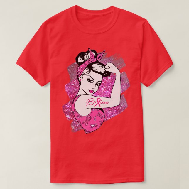 Medvetenhetsstöd för bröstcancer t shirt (Design framsida)