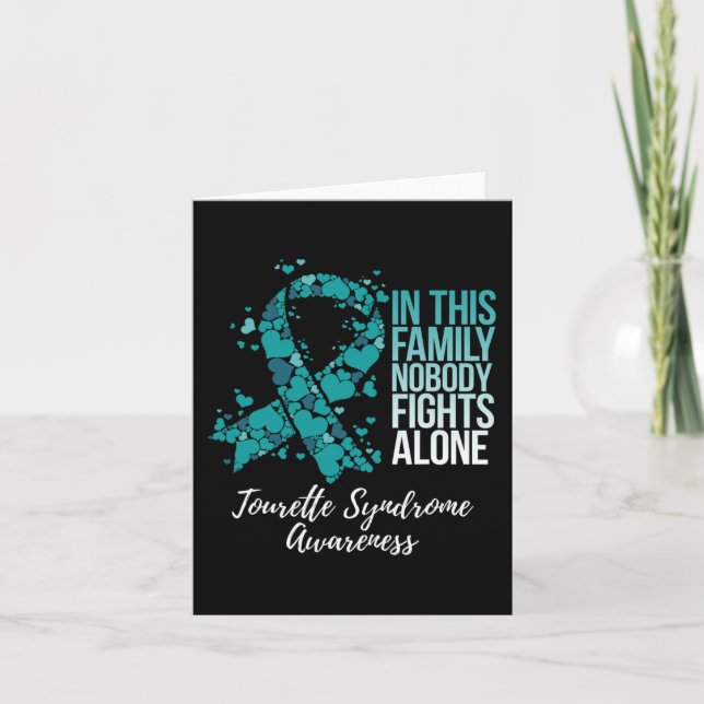 Medvetet för Family Support Teal Ribbon Tourette-s Kort (Framsida)