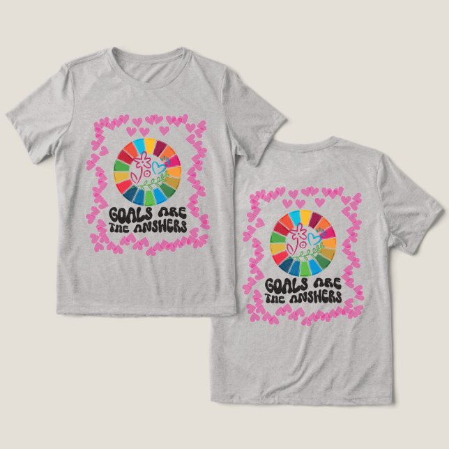 Medvetet liv, global effekt: Etiska mål T Shirt (Design fram och bak)