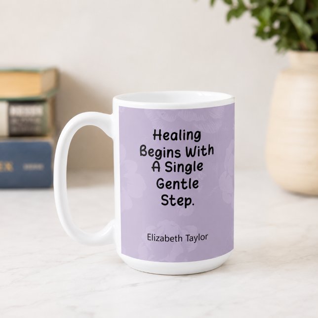 Medvetna terapisteg för en läkningsresa kaffemugg (Skapare uppladdad)