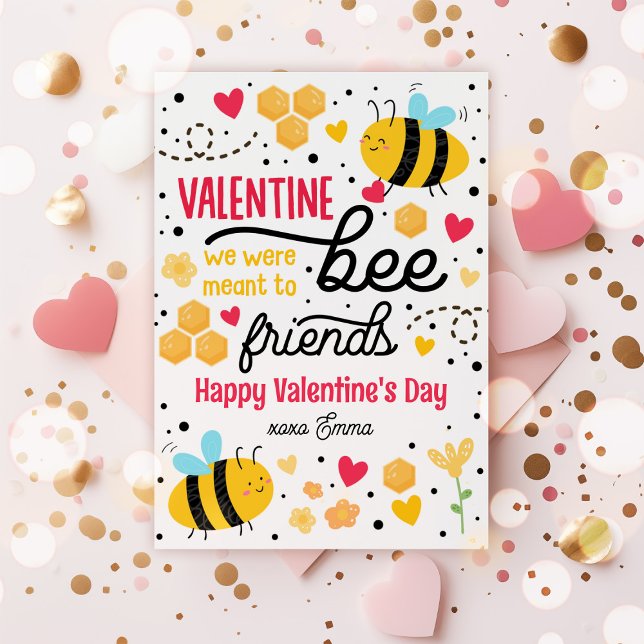 Mee Bee Friends Cute Valentine Classroom Card Inbjudningar (Skapare uppladdad)