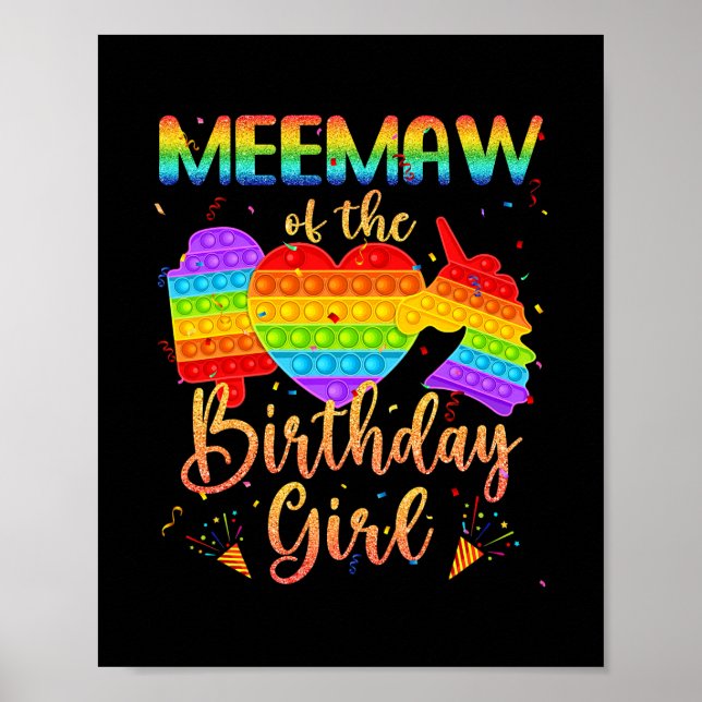 Mee of the Birthday Girl Cute Unicorn Pop it Poster (Framsidan)