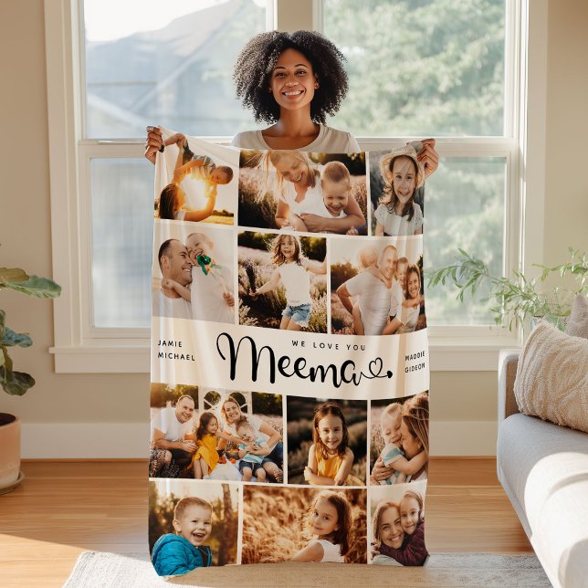 Meema Vi Kärlek du hör Modern Fotokollaps Fleecefilt (Skapare uppladdad)