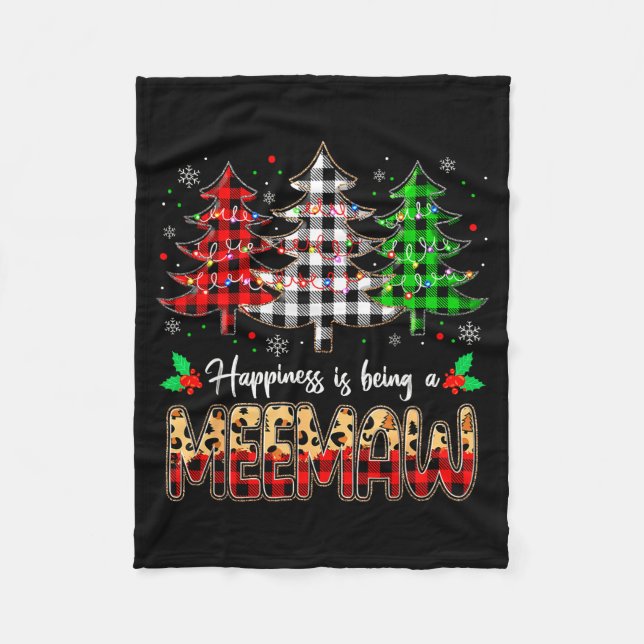 Meemaw Christmas Tree Xmas Buffalo Plaid Red White Fleecefilt (Framsidan)