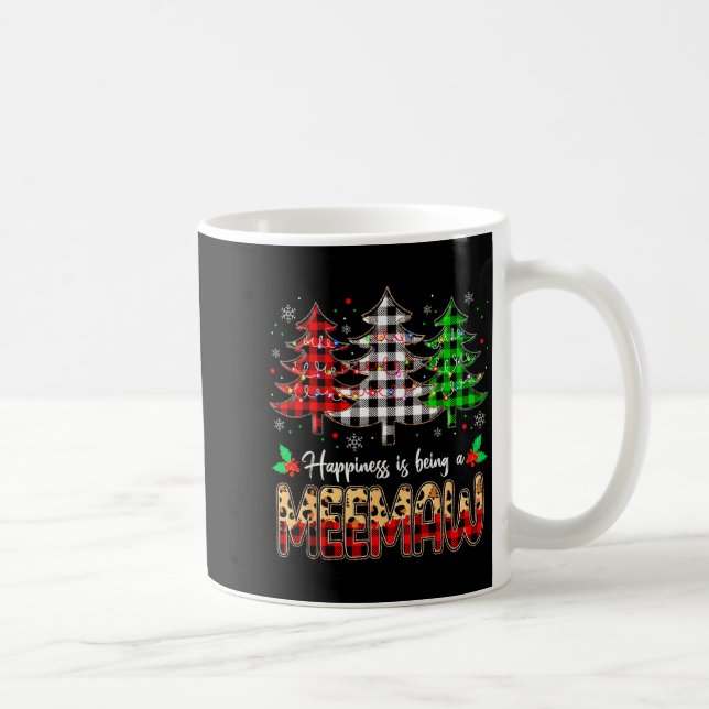 Meemaw Christmas Tree Xmas Buffalo Plaid Red White Kaffemugg (Höger)