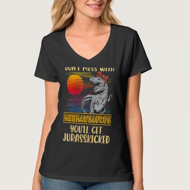 Meemaw Rex Dinosaurs Mamma Saurus T Shirt (Framsida)