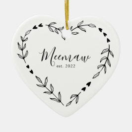 Meemaw Year Est. jul Ceramic Ornament