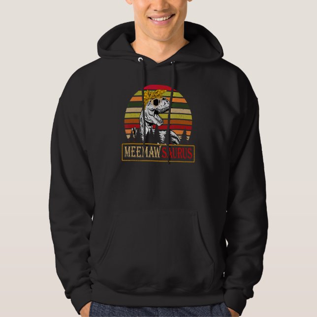 Meemawsaurus Rex Dinosaur Meemaw Saurus Family mot Hoodie (Framsida)