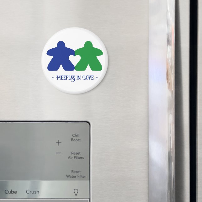 Meeples i kärlek, blå och grön magnet (In Situ (Fridge))