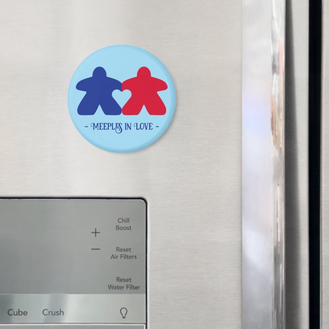 Meeples i kärlek, blå och röd magnet (In Situ (Fridge))