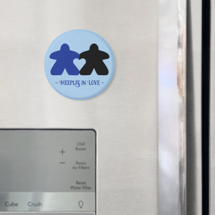 Meeples i kärlek, blå och svart magnet