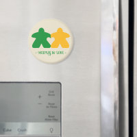 Meeples i kärlek, grön och gul magnet