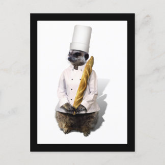 Meercat Chef with Baguette Vykort