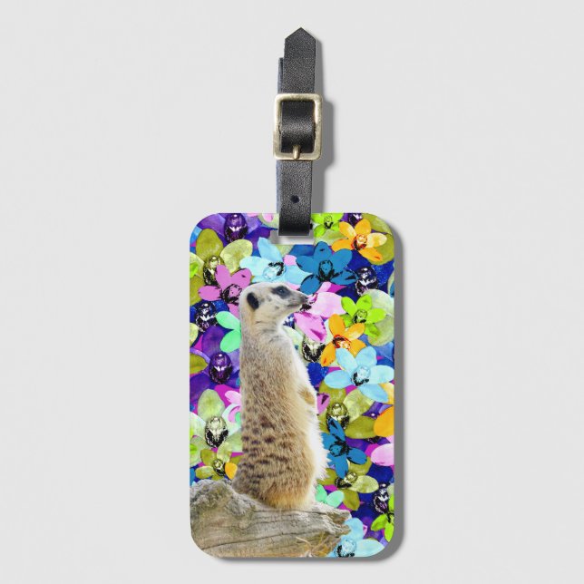 Meerkat and Watercolor Orchids. Bagagebricka (Framsida vertikal)