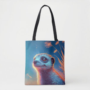 Meerkat Animal Porträtt Painting Wildlife utomhus Tygkasse