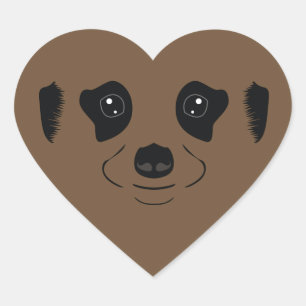 Meerkat ansikte silhouette hjärtformat klistermärke